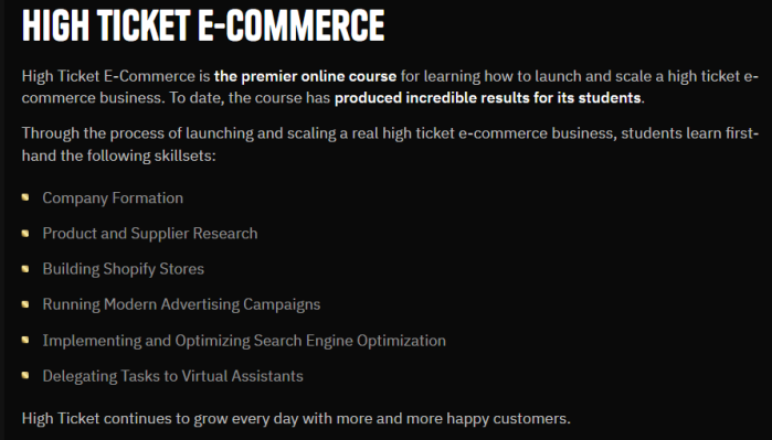 Brook Hiddink – High Ticket E-Commerce Program